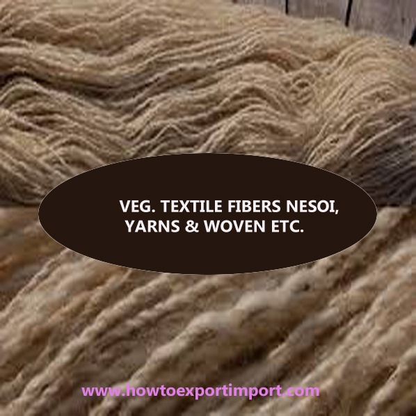 HS code TEXTILE FIBERS NESOI, YARNS WOVEN ETC.